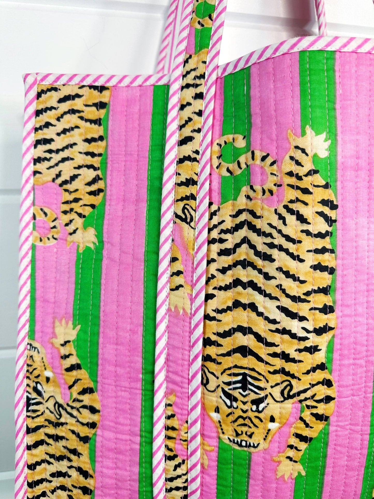 Quilted Tiger Print Tote Bag | Large Travel Bag | Gifts - Bria Blair Creative