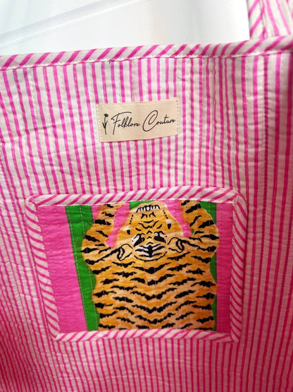 Quilted Tiger Print Tote Bag | Large Travel Bag | Gifts - Bria Blair Creative