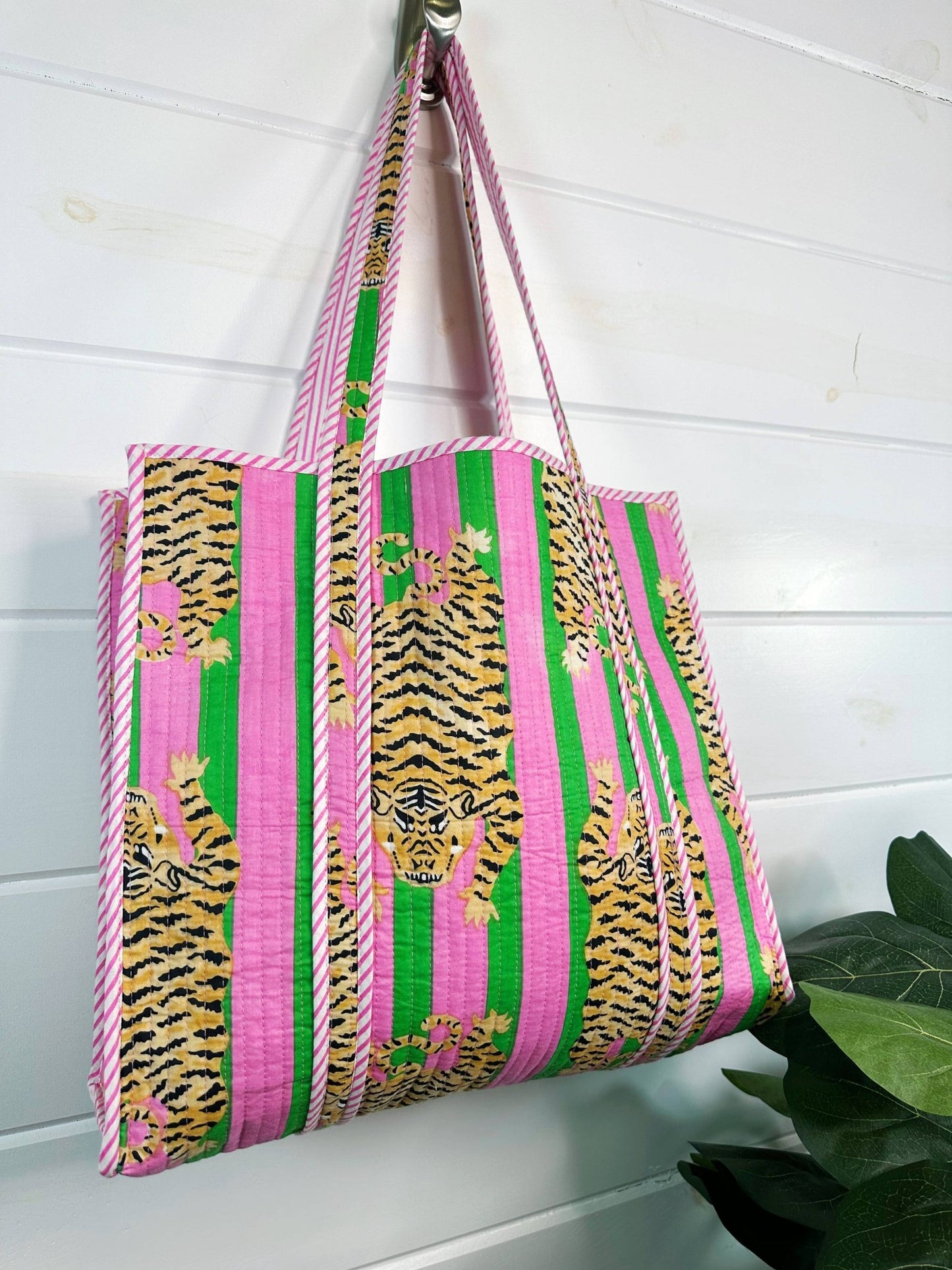 Quilted Tiger Print Tote Bag | Large Travel Bag | Gifts - Bria Blair Creative