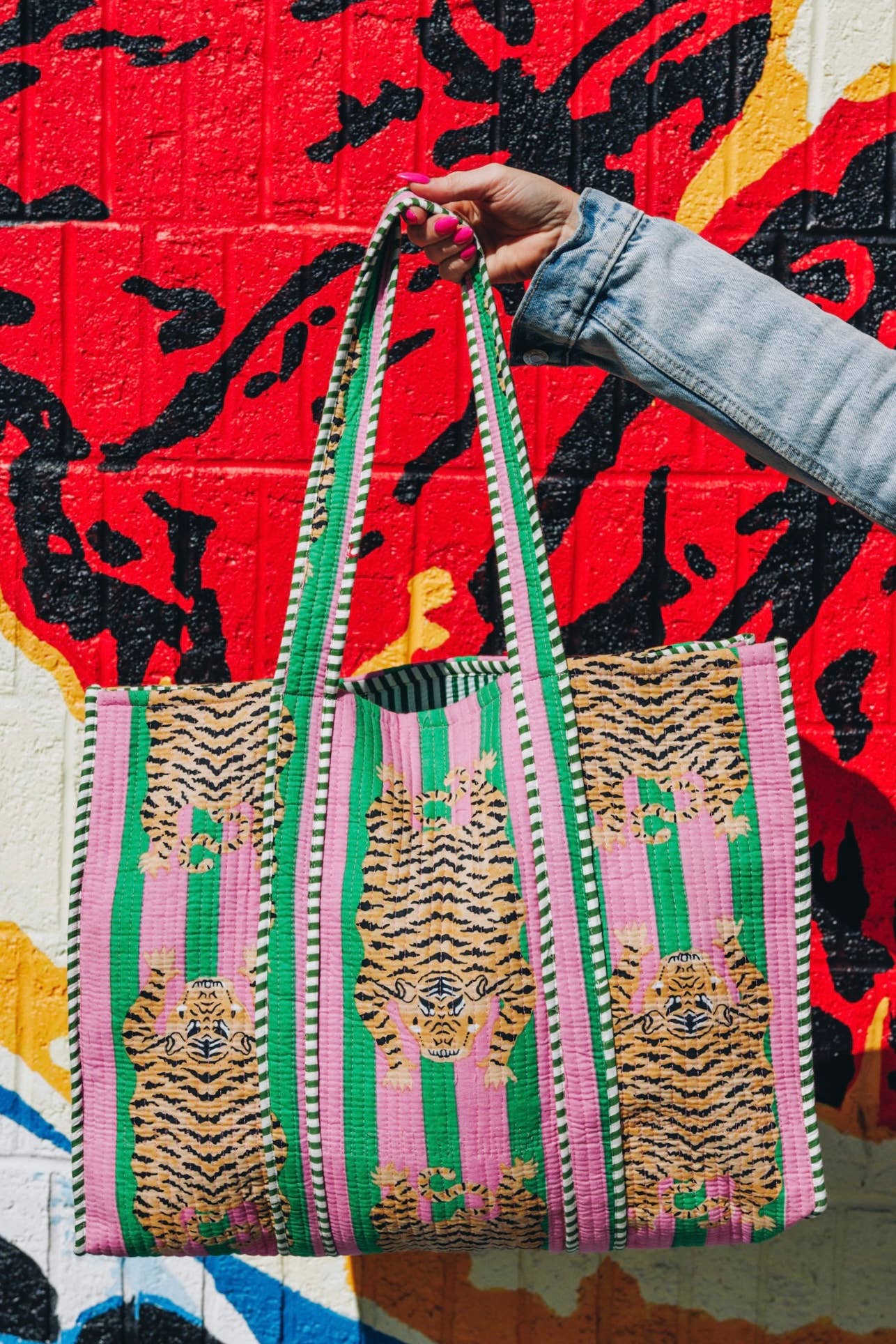 Quilted Tiger Print Tote Bag | Large Travel Bag | Gifts - Bria Blair Creative