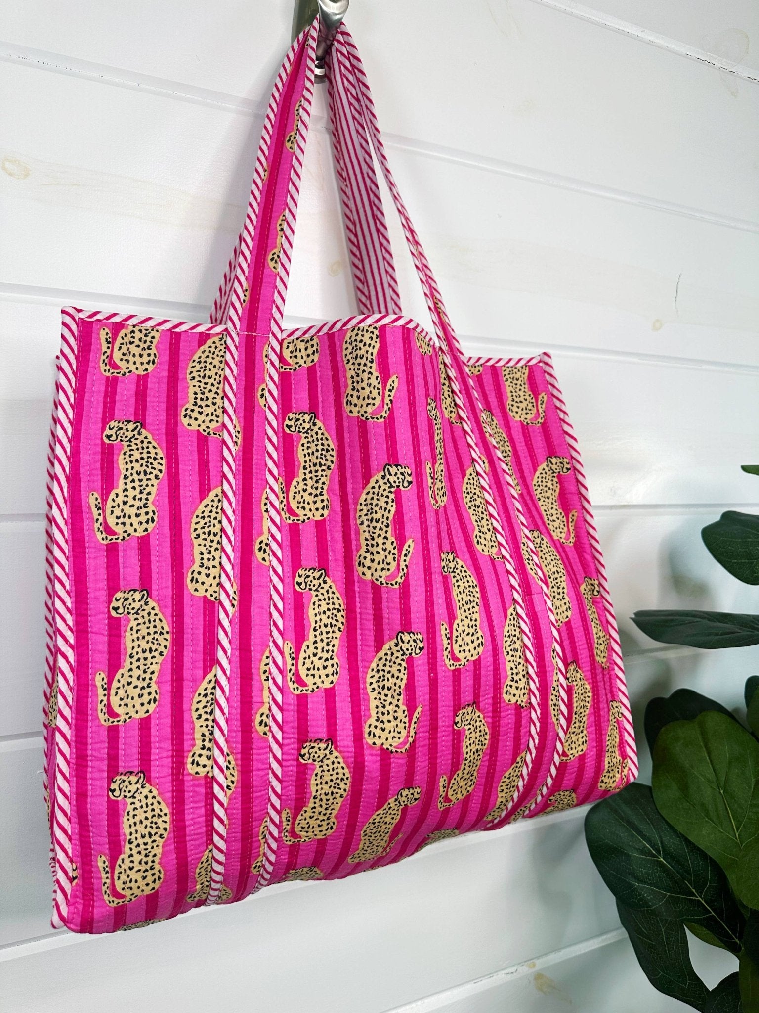 Quilted Tote Bag | Jaguar Print Tote | Large Shopping Tote - Bria Blair Creative