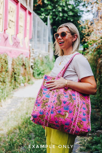 Quilted Tote Bag | Jaguar Print Tote | Large Shopping Tote - Bria Blair Creative