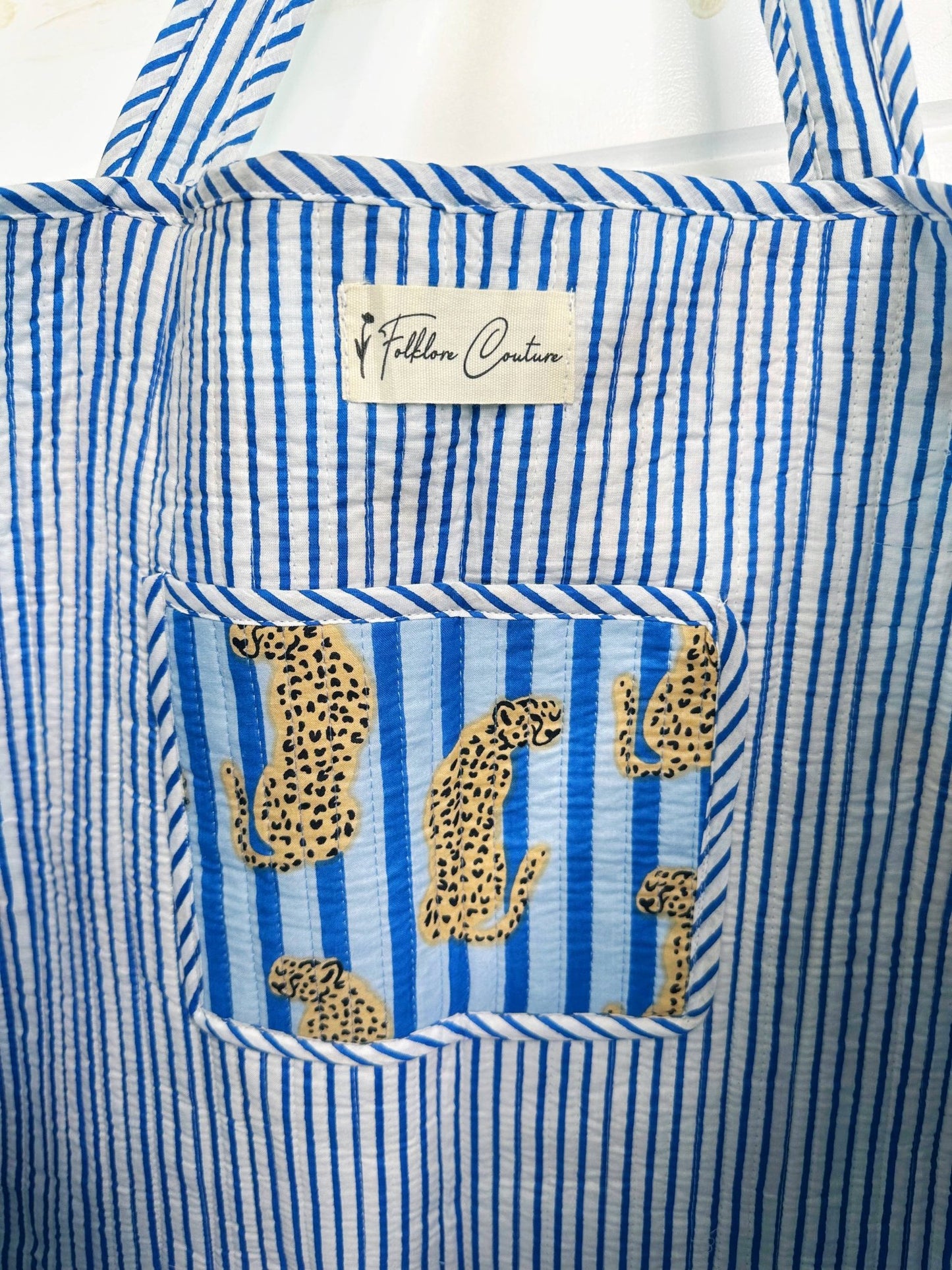 Quilted Tote Bag | Jaguar Print Tote | Large Shopping Tote - Bria Blair Creative