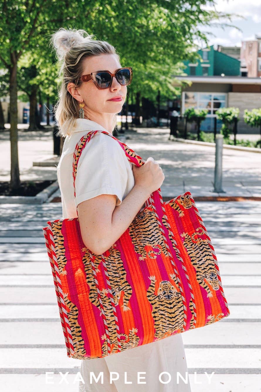 Quilted Tote Bag | Jaguar Print Tote | Large Shopping Tote - Bria Blair Creative