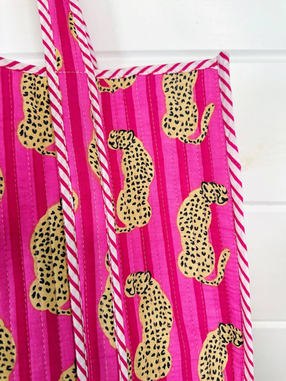Quilted Tote Bag | Jaguar Print Tote | Large Shopping Tote - Bria Blair Creative