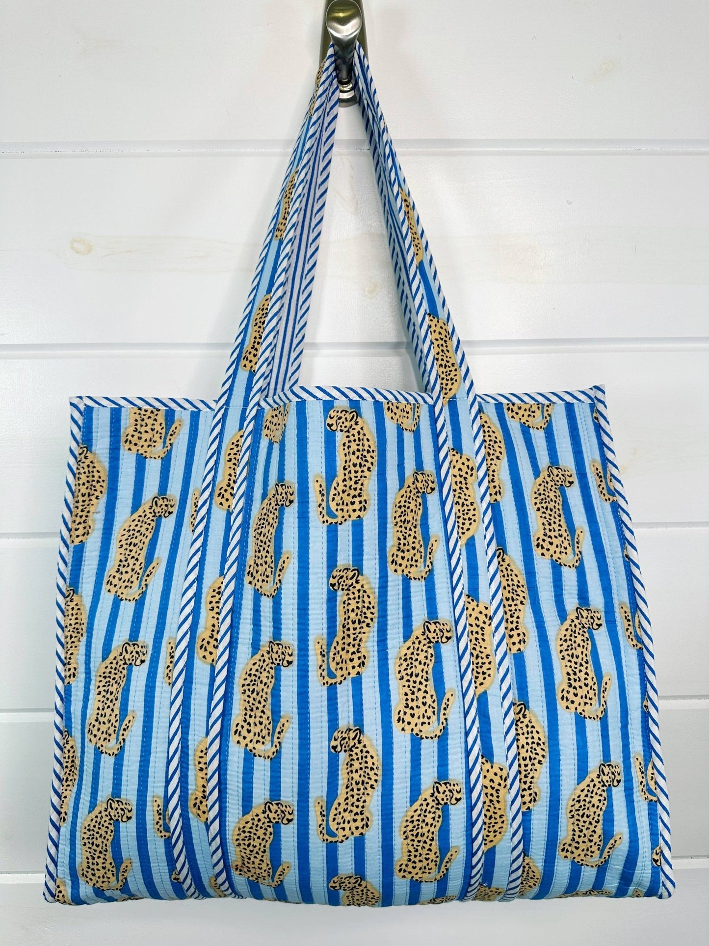 Quilted Tote Bag | Jaguar Print Tote | Large Shopping Tote - Bria Blair Creative