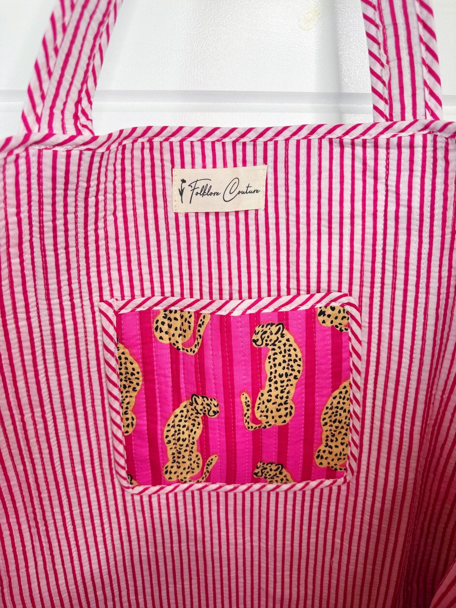 Quilted Tote Bag | Jaguar Print Tote | Large Shopping Tote - Bria Blair Creative