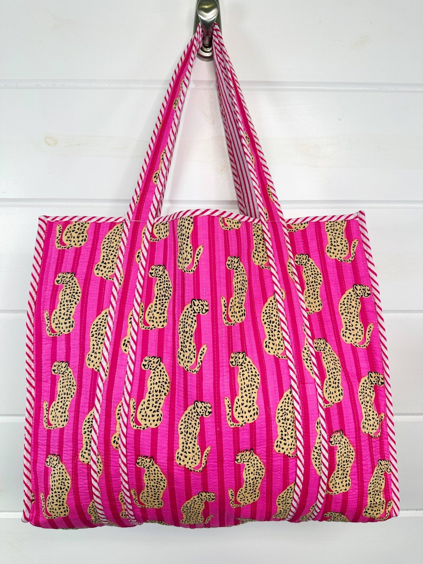 Quilted Tote Bag | Jaguar Print Tote | Large Shopping Tote - Bria Blair Creative