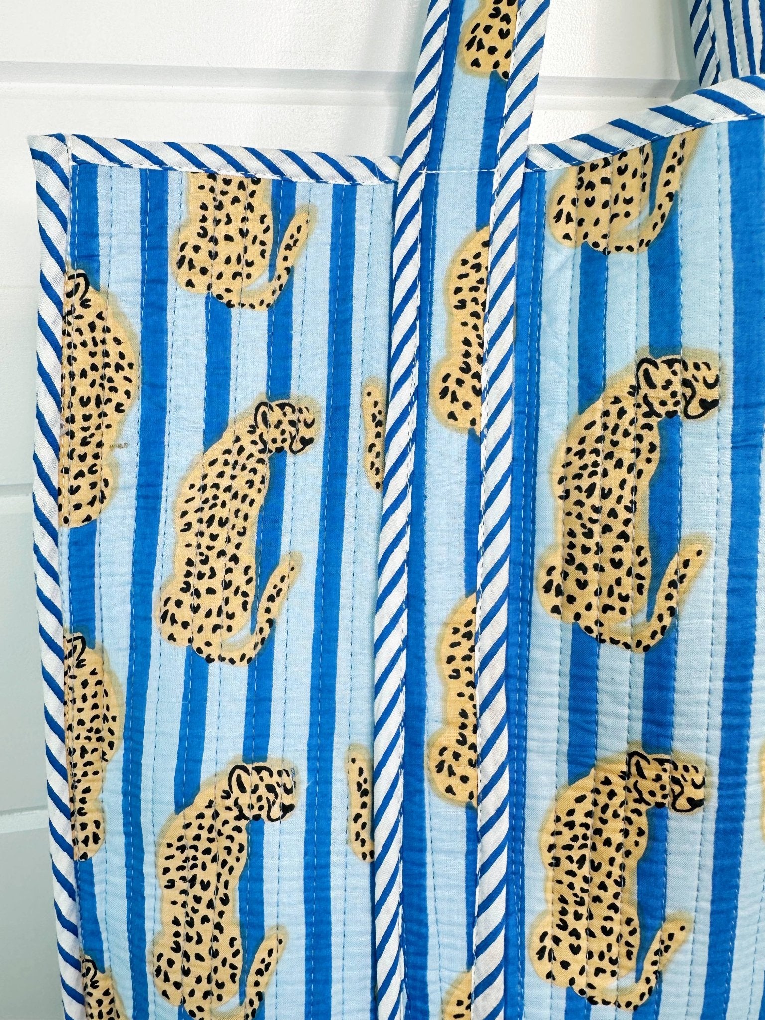 Quilted Tote Bag | Jaguar Print Tote | Large Shopping Tote - Bria Blair Creative