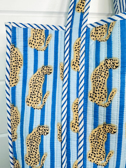 Quilted Tote Bag | Jaguar Print Tote | Large Shopping Tote - Bria Blair Creative
