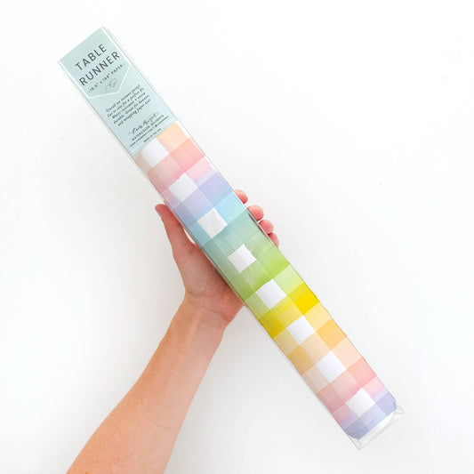 Rainbow Gingham Table Runner - Bria Blair Creative