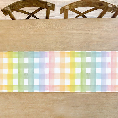 Rainbow Gingham Table Runner - Bria Blair Creative