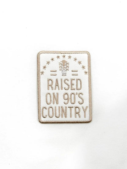 Raised on 90's Country Iron On Patch, Country Music Rodeo - Bria Blair Creative