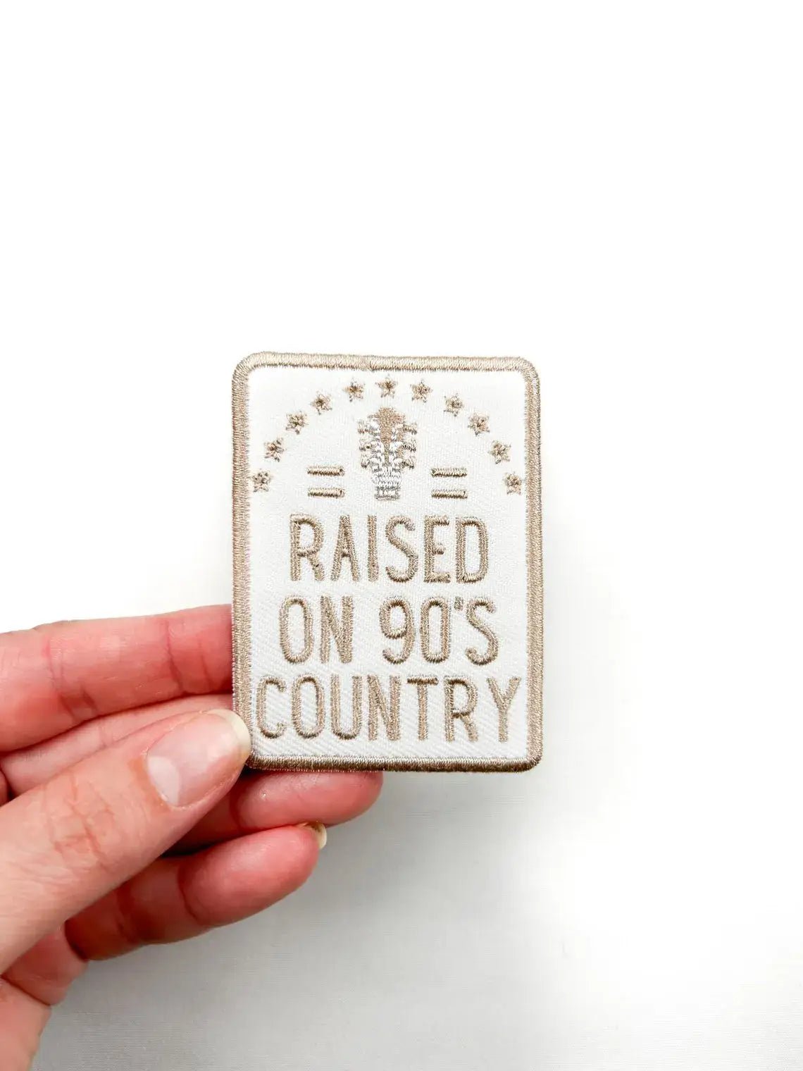 Raised on 90's Country Iron On Patch, Country Music Rodeo - Bria Blair Creative