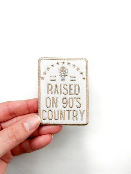 Raised on 90's Country Iron On Patch, Country Music Rodeo - Bria Blair Creative