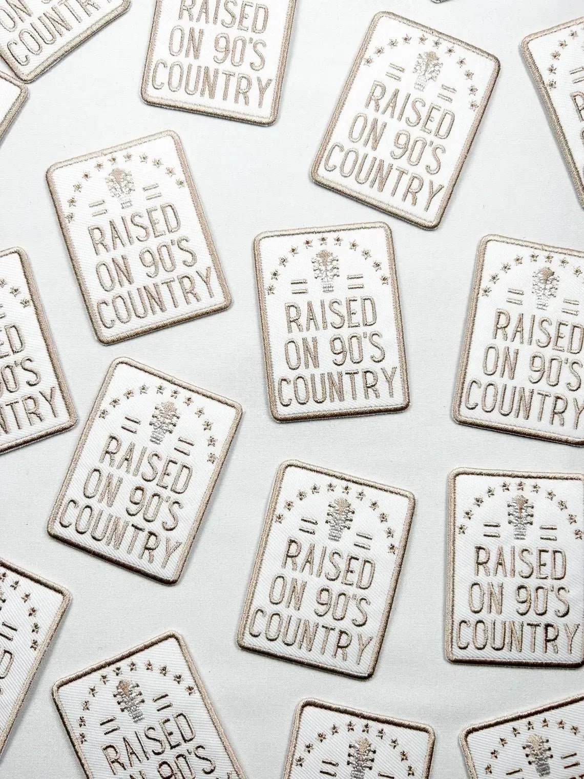 Raised on 90's Country Iron On Patch, Country Music Rodeo - Bria Blair Creative