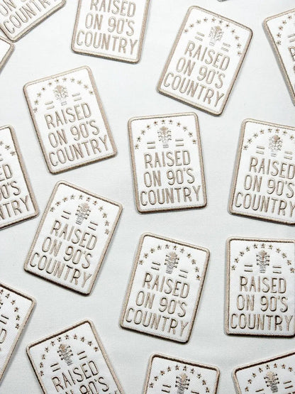Raised on 90's Country Iron On Patch, Country Music Rodeo - Bria Blair Creative