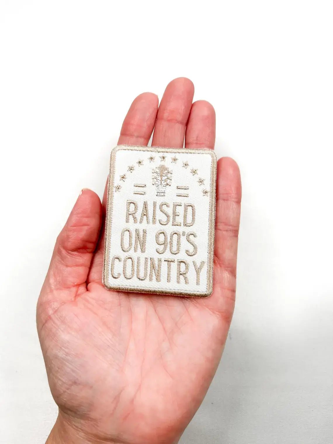 Raised on 90's Country Iron On Patch, Country Music Rodeo - Bria Blair Creative