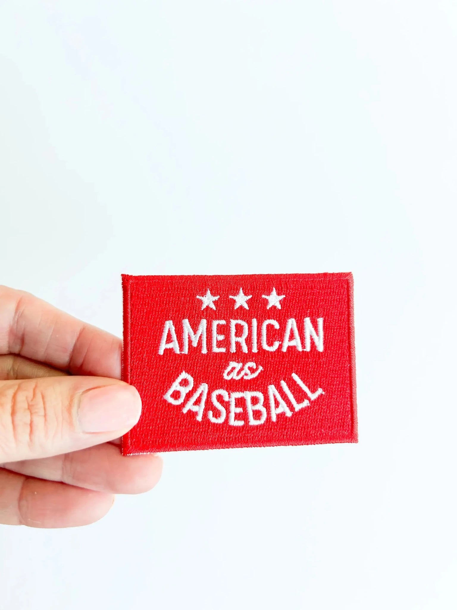 Red American as Baseball Iron - On Embroidered Patch  - Bria Blair Creative