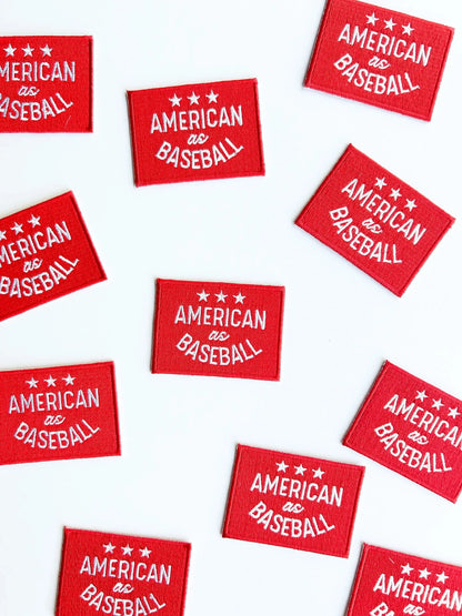 Red American as Baseball Iron - On Embroidered Patch  - Bria Blair Creative
