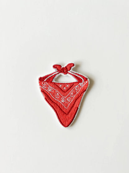 Red Bandana Patch Embroidered Iron - On Patch - Bria Blair Creative