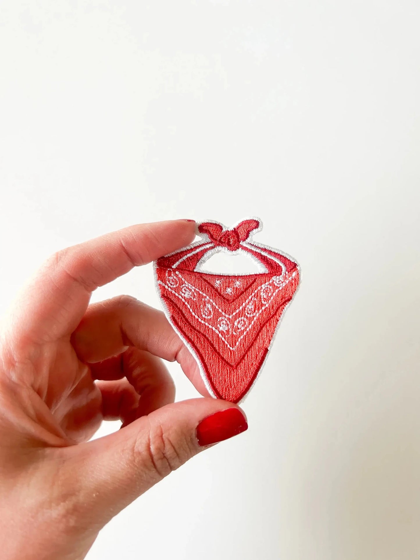 Red Bandana Patch Embroidered Iron - On Patch - Bria Blair Creative