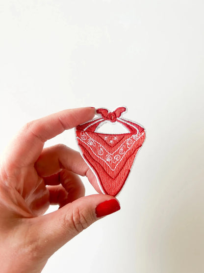 Red Bandana Patch Embroidered Iron - On Patch - Bria Blair Creative