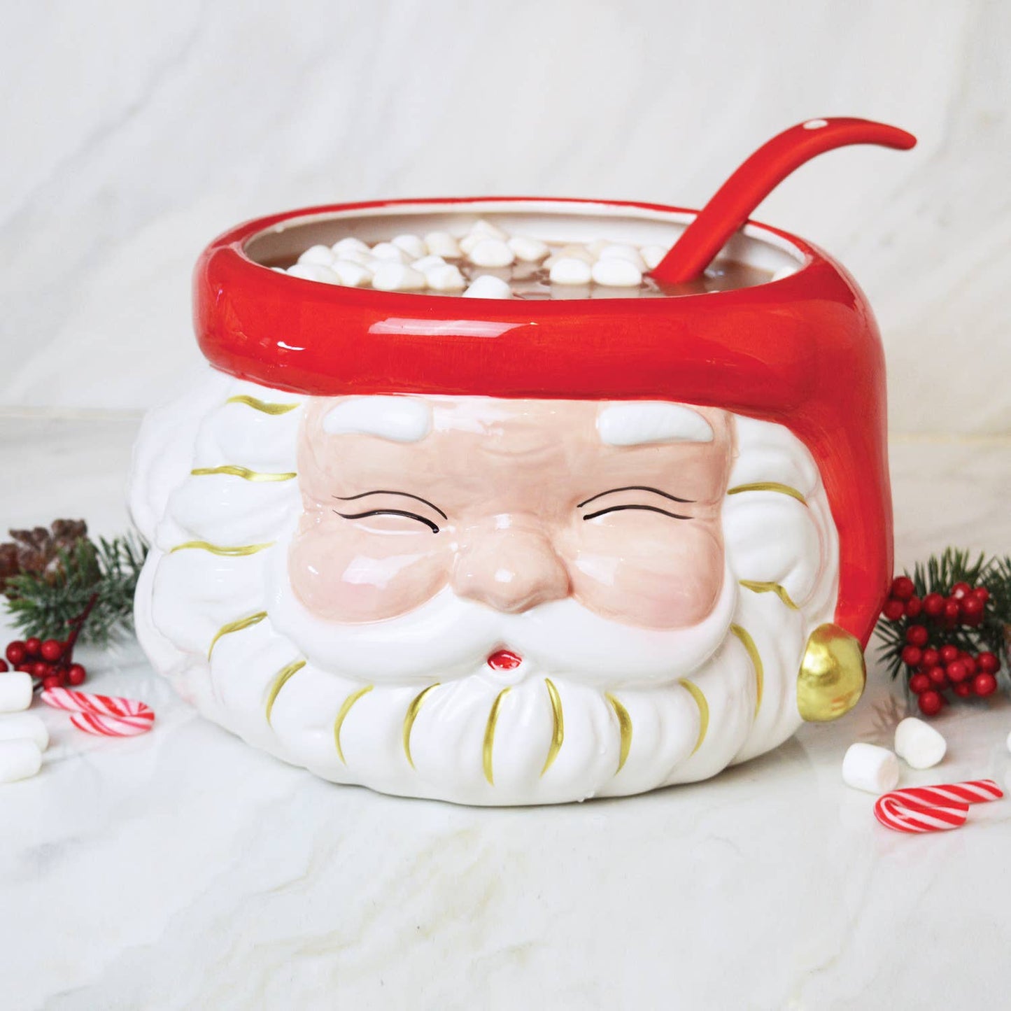 Red Santa Punch Bowl & Ladle - Bria Blair Creative