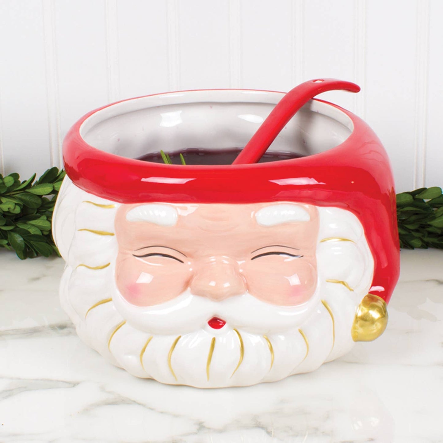 Red Santa Punch Bowl & Ladle - Bria Blair Creative