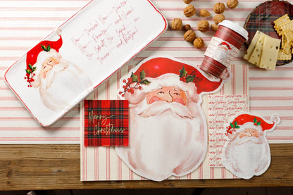 RED TICKING ON CREAM TABLE RUNNER - Bria Blair Creative