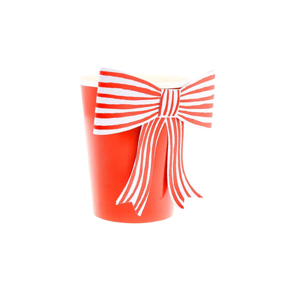 Red & White Stripy Bow Cups - Bria Blair Creative
