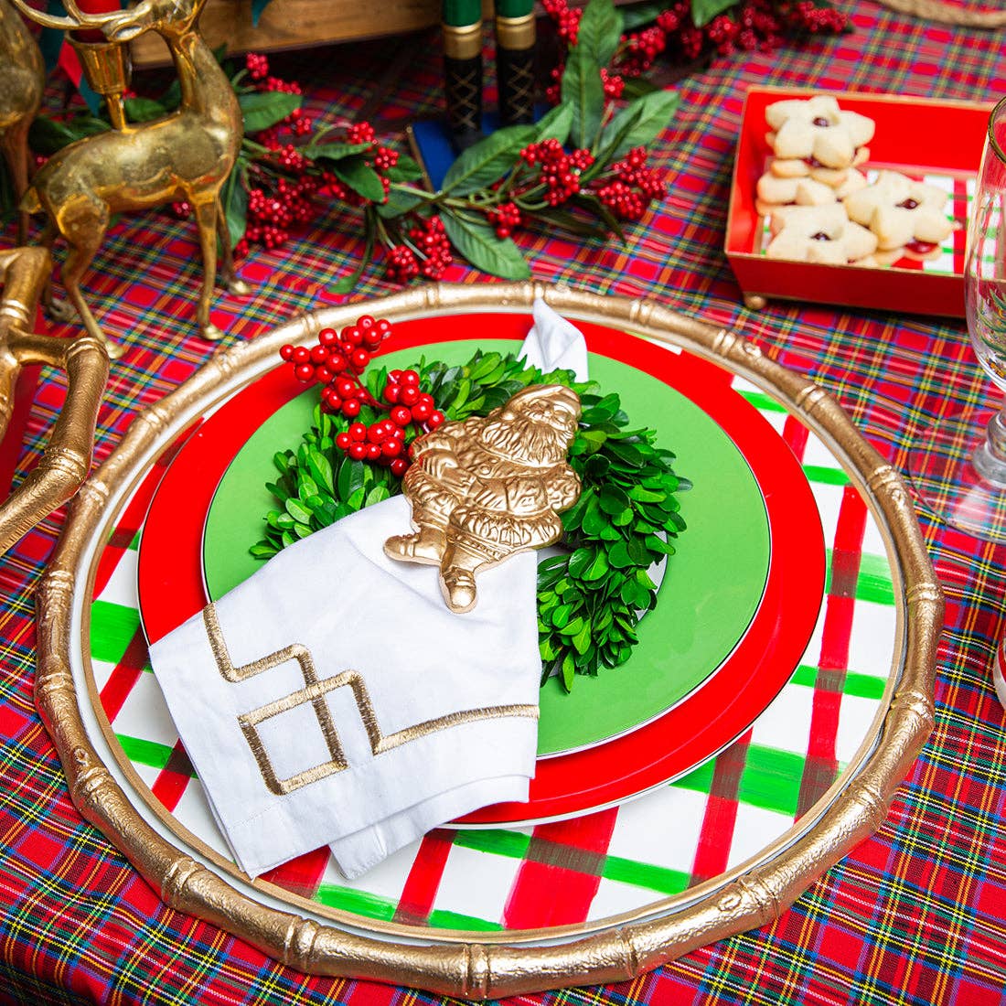 Regency Santa Napkin Ring (8pk): Gold - Bria Blair Creative