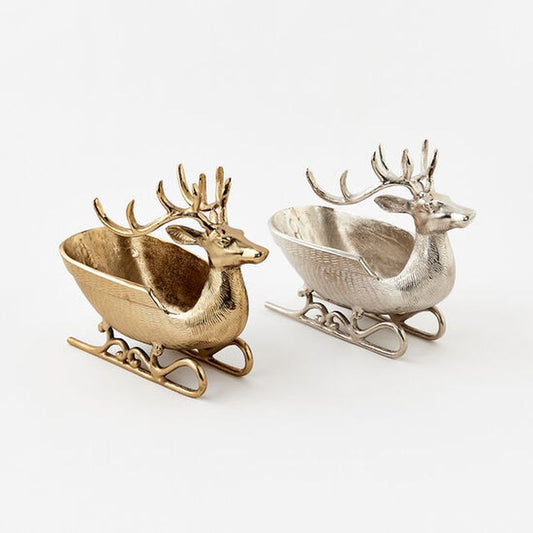 Reindeer Sleigh Plated Aluminum - 2 Assorted Styles - Bria Blair Creative