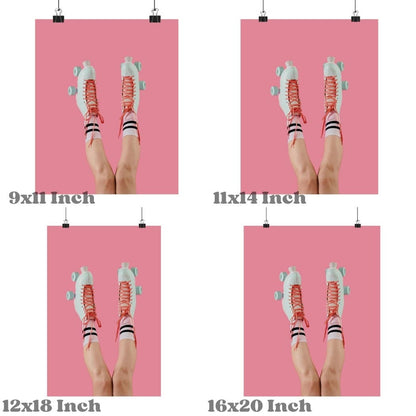 Retro Roller Skate Shoes Wall Art Pastel Pink Prints: 16"x20" - Bria Blair Creative