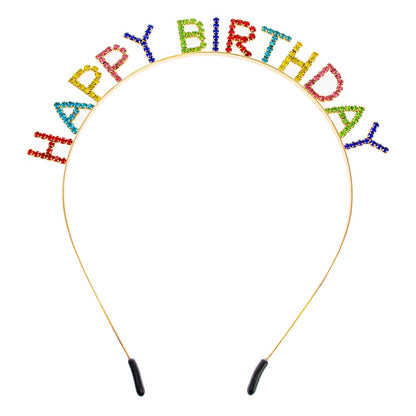 Rhinestone Happy Birthday Text Headband: Multicolor - Bria Blair Creative