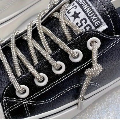 Rhinestone Shoe Laces - Silver Crystals - Bria Blair Creative