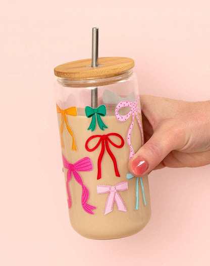 Ribbon Coquette Bows Glass Can - Bria Blair Creative