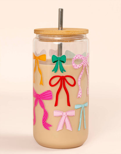 Ribbon Coquette Bows Glass Can - Bria Blair Creative