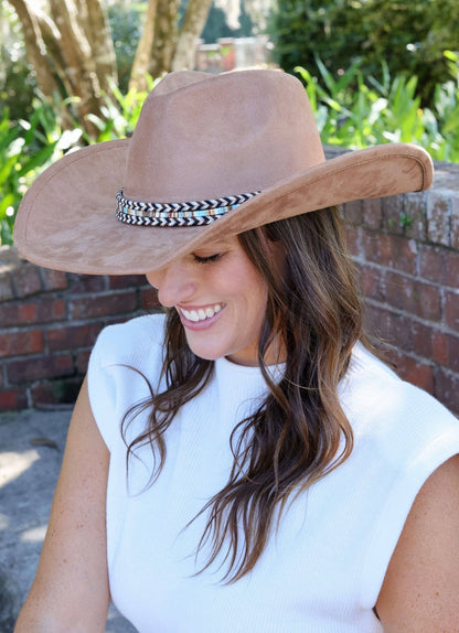 Rooney Suede Feel Hat with Band BROWN: Default - Bria Blair Creative