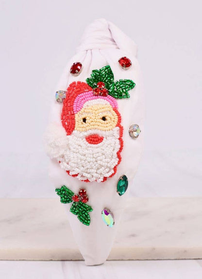Santa Claus Embellished Headband WHITE - Bria Blair Creative
