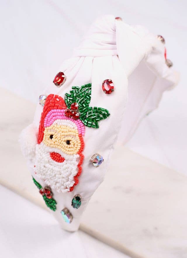 Santa Claus Embellished Headband WHITE - Bria Blair Creative