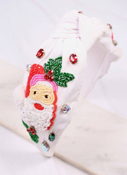 Santa Claus Embellished Headband WHITE - Bria Blair Creative
