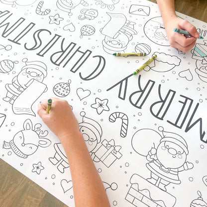 Santa Party Coloring Table Runner| Christmas Activity - Bria Blair Creative