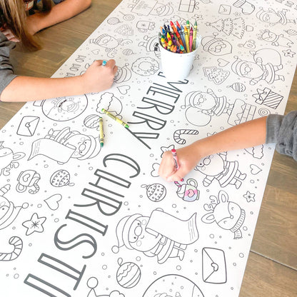 Santa Party Coloring Table Runner| Christmas Activity - Bria Blair Creative