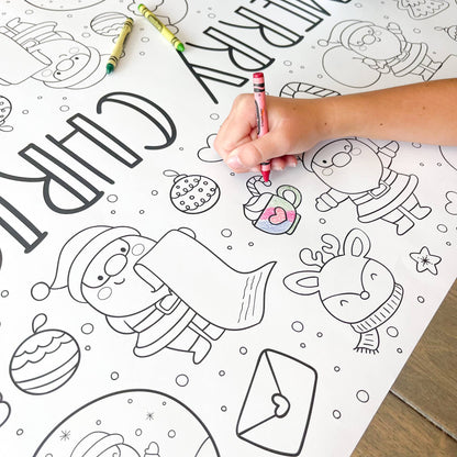 Santa Party Coloring Table Runner| Christmas Activity - Bria Blair Creative