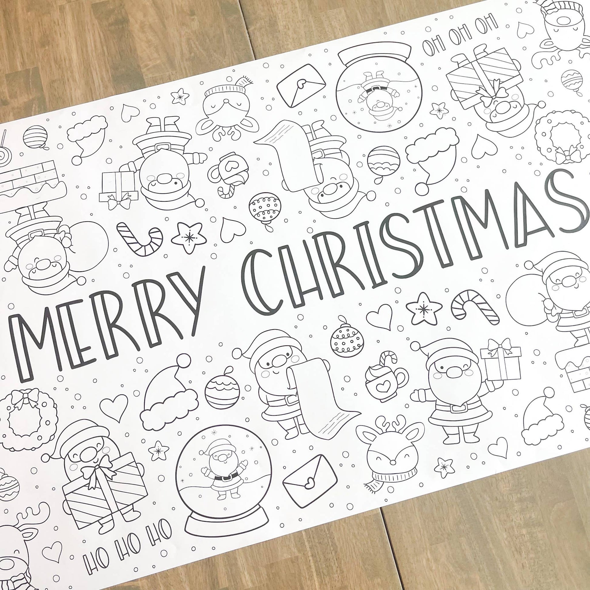 Santa Party Coloring Table Runner| Christmas Activity - Bria Blair Creative