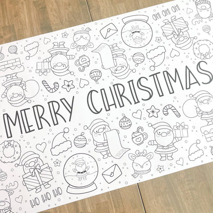 Santa Party Coloring Table Runner| Christmas Activity - Bria Blair Creative