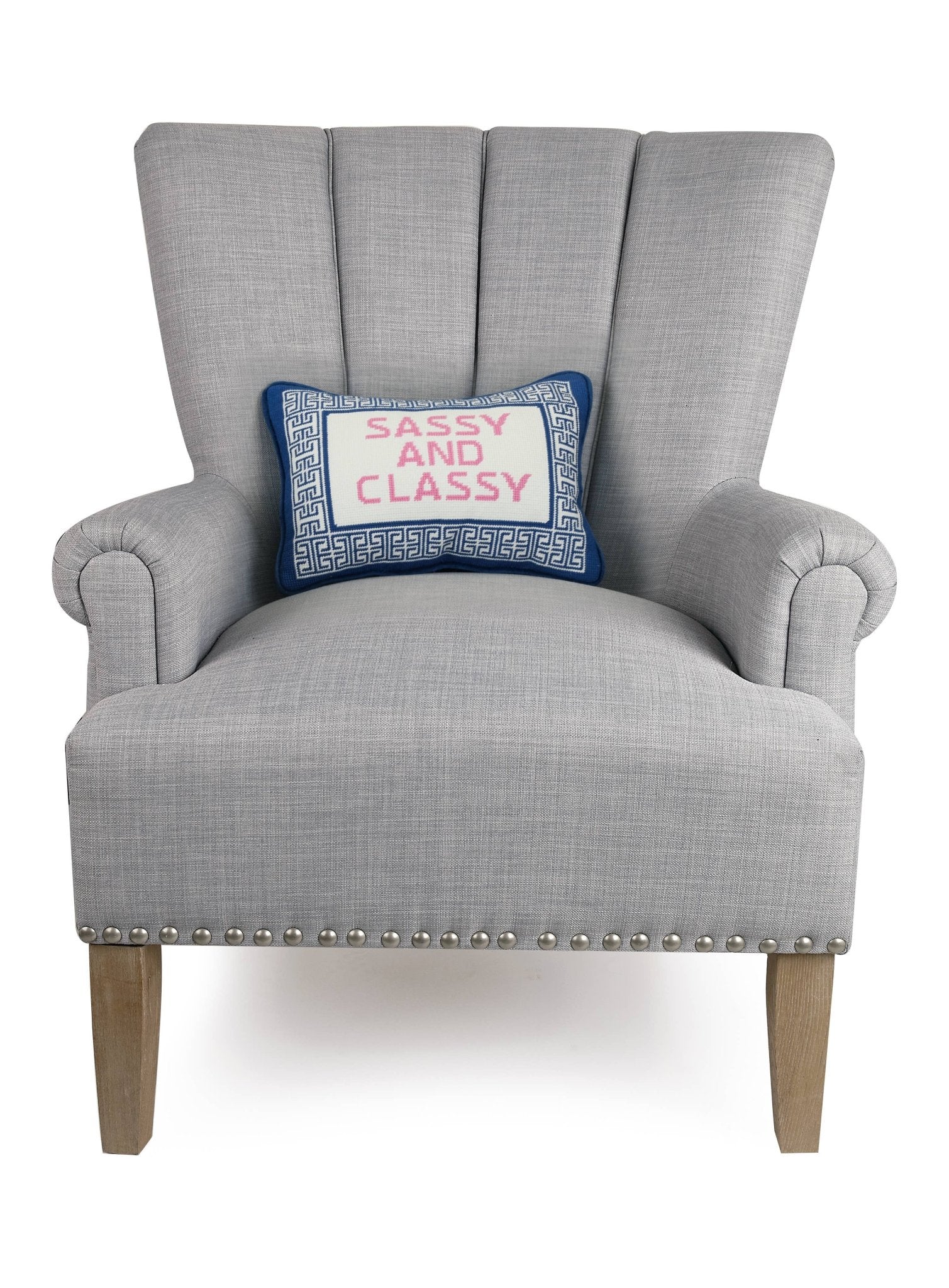 Sassy And Classy Embroidered Needlepoint Pillow - Bria Blair Creative