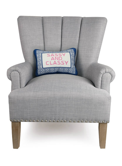 Sassy And Classy Embroidered Needlepoint Pillow - Bria Blair Creative