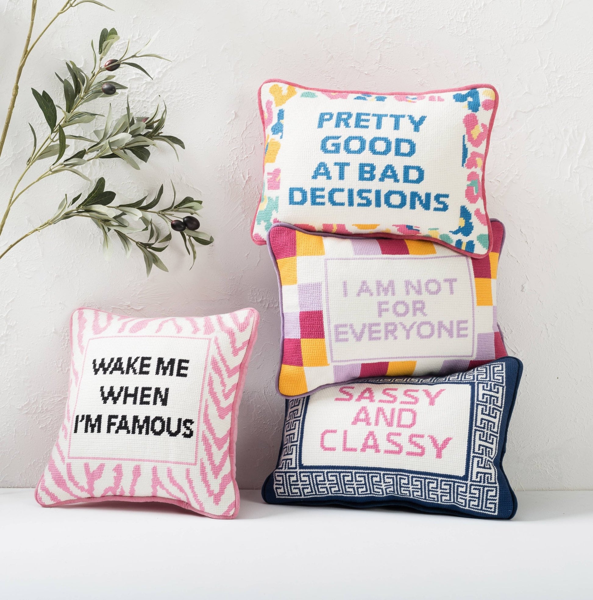 Sassy And Classy Embroidered Needlepoint Pillow - Bria Blair Creative